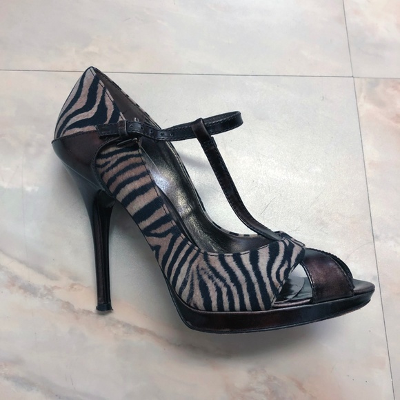 Marciano Brown Zebra Print Lianne Platforms - Picture 5 of 8